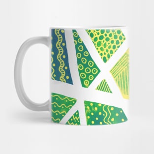 Geometric doodles - green and yellow Mug